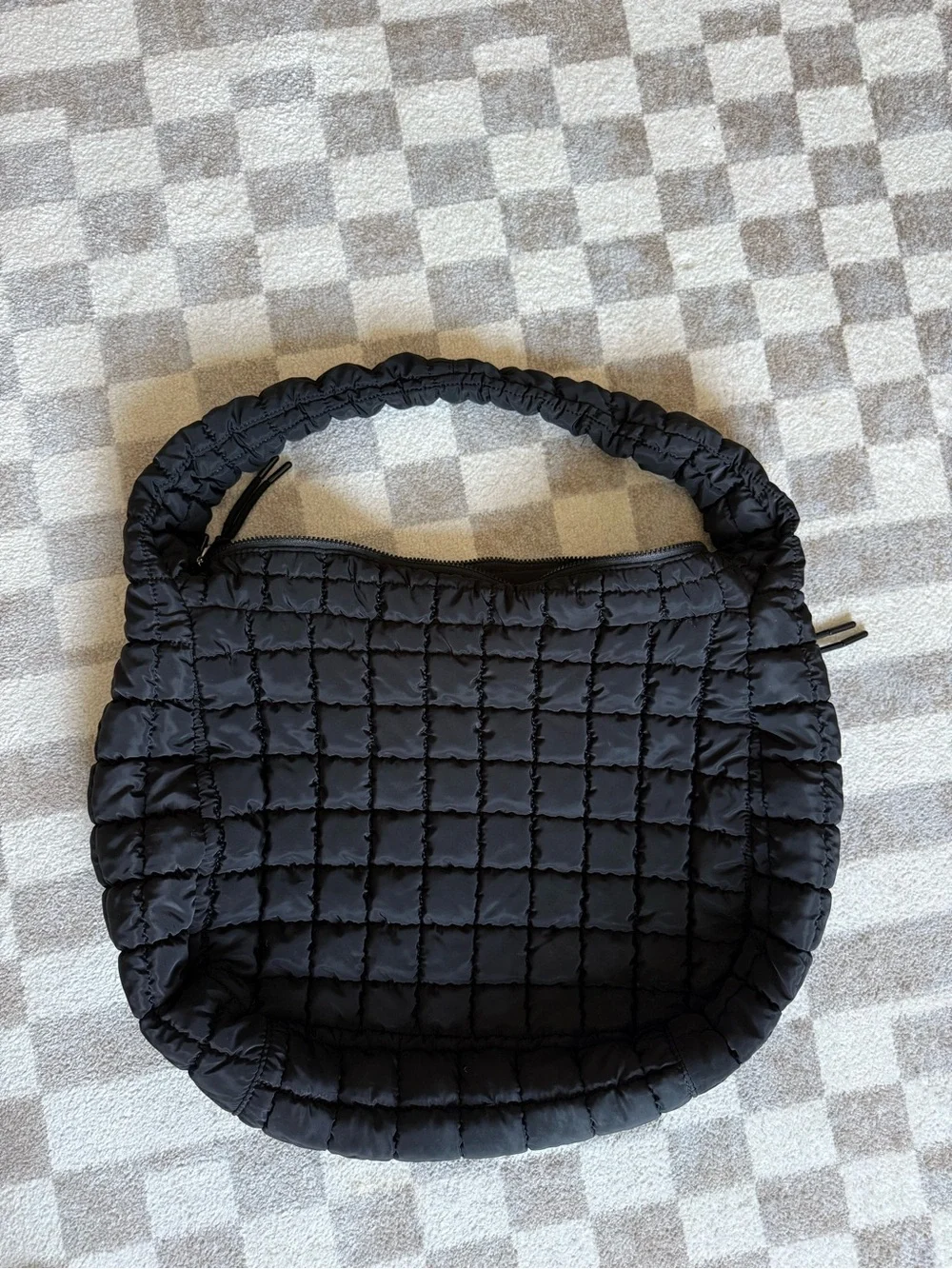 Free People Black Quilted Puffer Hobo Tote